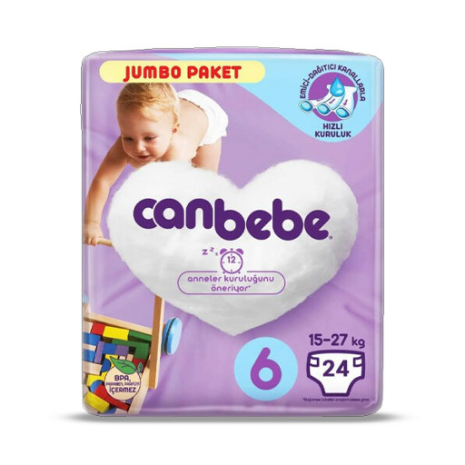 پوشک کودک جان به به مدل jumbo paket سایز 6 بسته 24 عددی