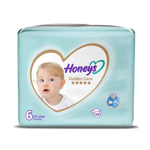 پوشک بچه هانیز سایز 6 بسته 24 عددی