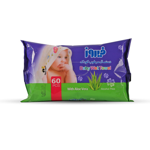 دستمال مرطوب نوزاد فیروز بسته 60 عددی
